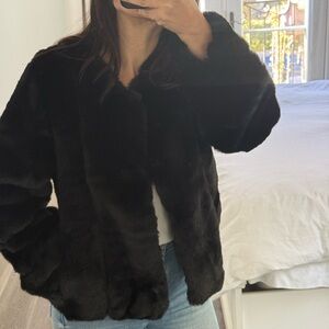 Elegant Black Faux Fur Jacket